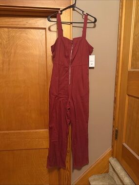 Women's Red Zip-Front Jumpsuit